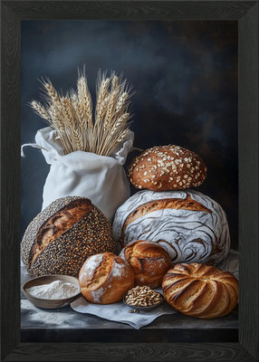 Artisan Bread Still Life Framed Wall Art Poster Canvas Print Picture