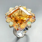 Jewellery 30 ct Natural Citrine Quartz Ring 925 Sterling Silver Size 8 /R458915