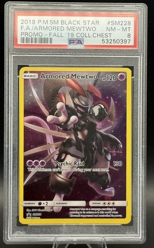 2019 POKEMON SM BLACK STAR PROMO #SM228 FULL ART/ARMORED MEWTWO PSA 8