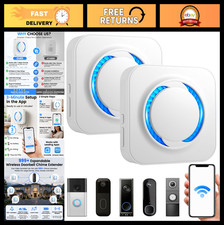 WiFi Doorbell Chime 2-Pack, Compatible with Alexa, 32 Melodies, White