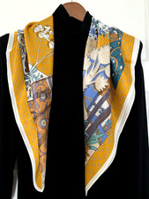 35"x35"Singing Print Pure Mulberry Satin Silk 14momme Scarf 88x88cm6-6