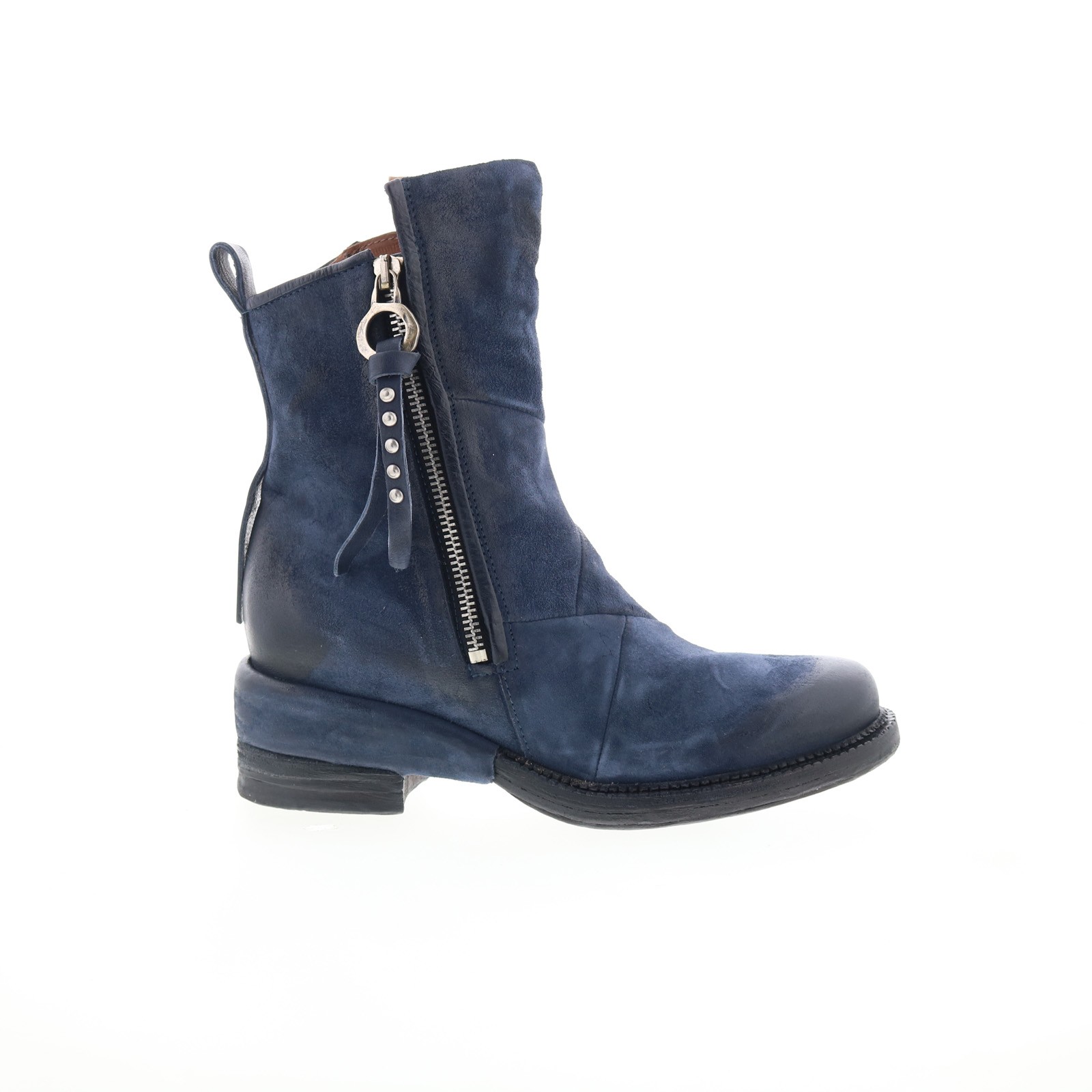 A.S. 98 Stratford Womens Blue Leather Zipper Casual Dress Boots 36