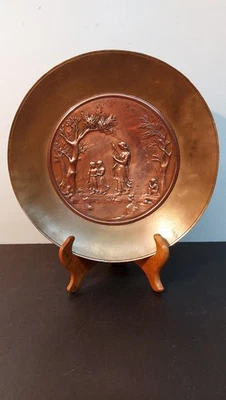 Jugendstil Reliefteller                       Kupfer/Bronze - Bild 1 von 4