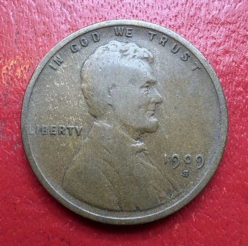 1909-S Lincoln Wheat Cent 1c - Key Date - Raw Fine - Very Fine (F/VF)