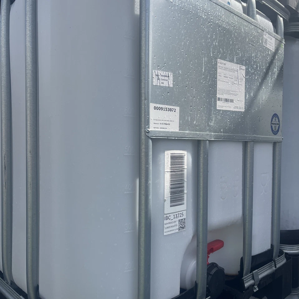 IBC 1000 Litre Plastic Water Container with Cage. Single use Ex Food Industry - Image 3 of 4