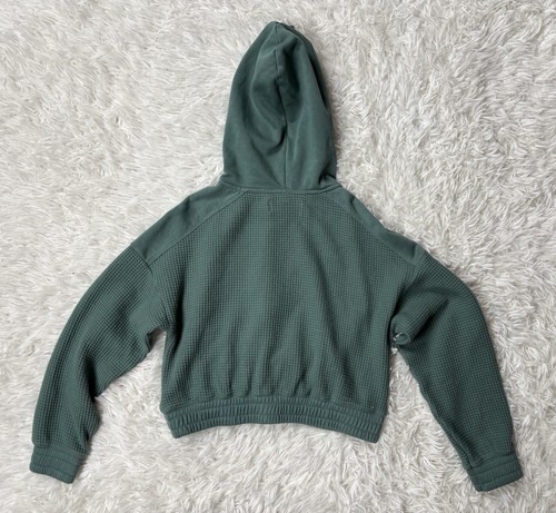 ๐ Girls LIMITED TOO 1/4 Zip Waffle Knit Cropped Hoodie ๐ Green Size M (10) Coz - Picture 7 of 7