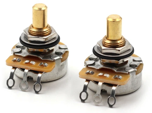 2x CTS 500K Pot 3/8” Short Solid Shaft Audio Taper 10% Tolerance