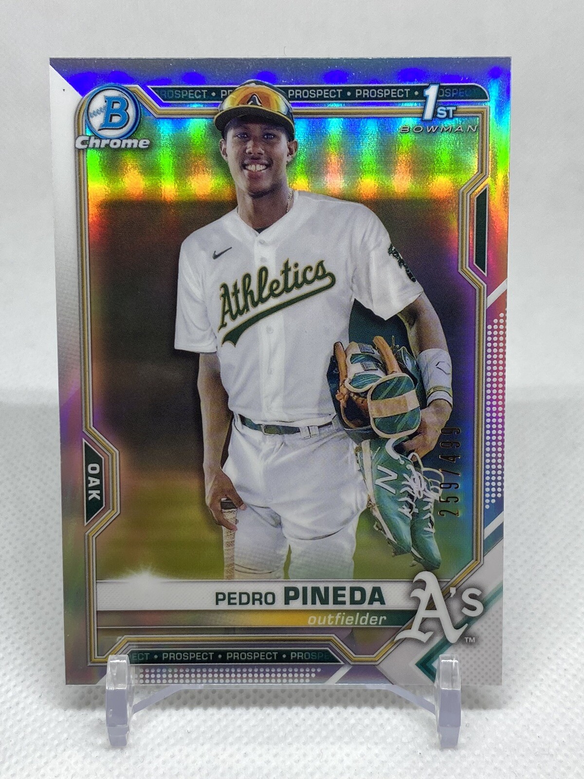 Pedro Pineda 2021 1st Bowman Chrome Refractor SN 259/499 #BCP-216 Athletics