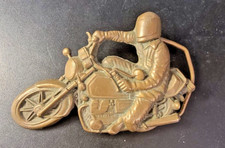 Vintage 70s Baron Buckle Motorcycle and Rider Belt Buckle