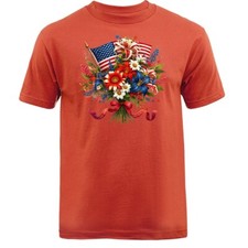 American Flag Floral US Flag American Pride Patriotic T-shirt