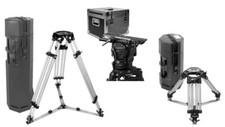 New OConnor 2575D w/ Ronford HD Baby  Tall Tripods with Spreaders and 3 Cases