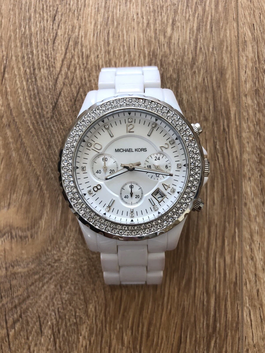 Michael kors white diamond watch deals