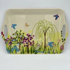 Evergreen Earthaware Bio Bamboo Fiber Colorful Floral Tree Serving Tray