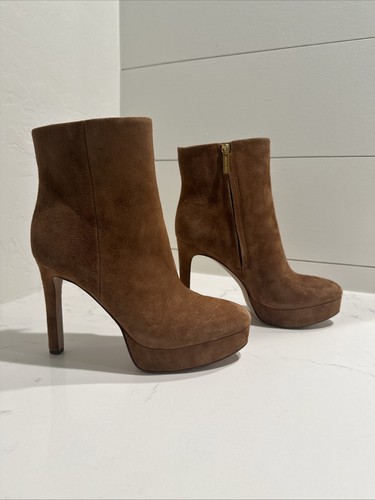 VERONICA BEARD Womens Brown 1" Platform Dali Almond Stiletto Heeled Boots 6.5 M