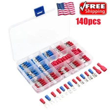 140PCS Electrical Wire Splice Terminal Spade/Crimp/Fork Butt Connector Kit
