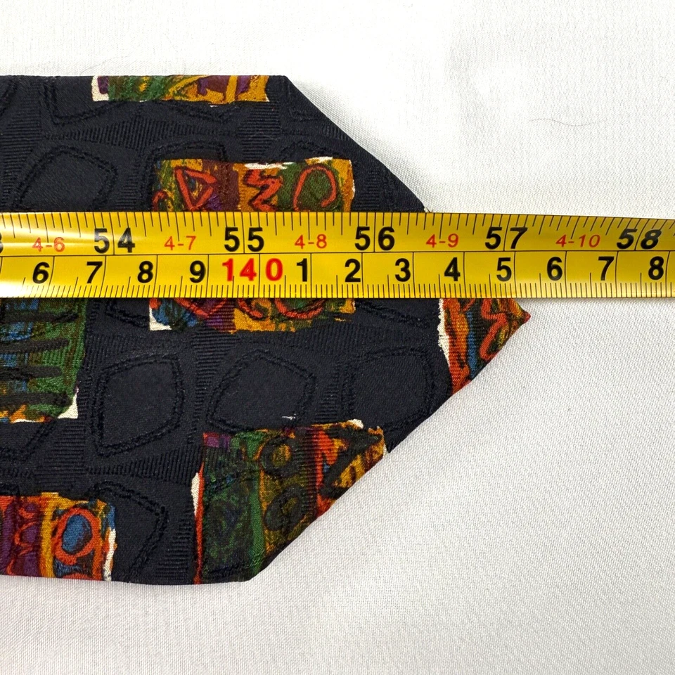 Corbata HUGO BOSS 100 % Seda Diseñador ITALIA Geométrica Azul/Negro/Naranja Foto 4 de 4