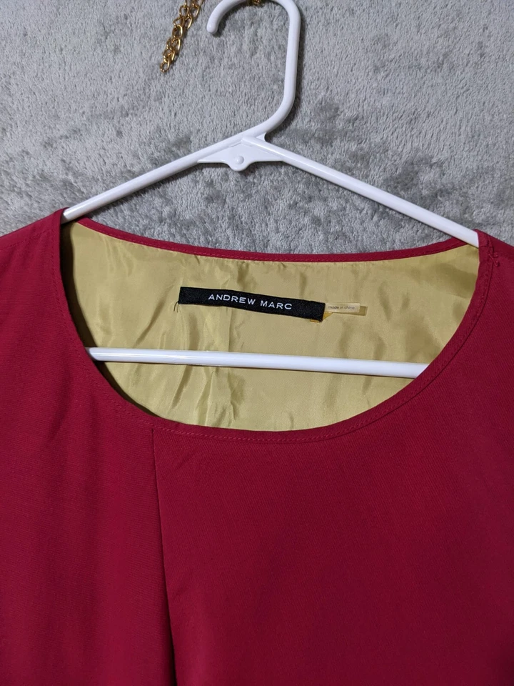 Vestido vaina de seda ANDREW MARC TALLA 8 para mujer manga gorra informal oficina rojo liso Foto 3 de 4