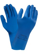 12 Pairs of Ansell Versatouch 87-195 Flocklined Latex Rubber Gloves Blue