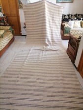 Antique Moroccan Handwoven Pure Wool Blanket Berber Stripted Abana Carpet Rug