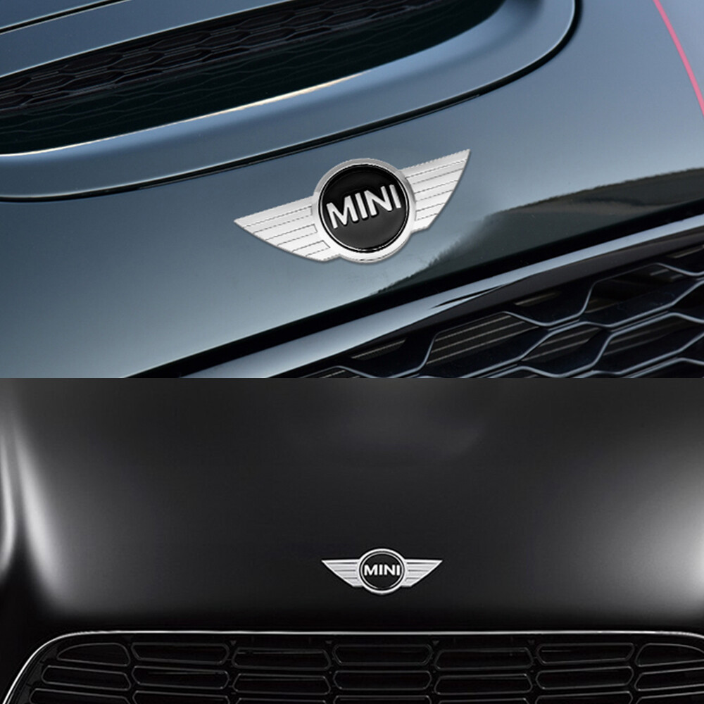 2x Motorhaube & Heckklappe Emblem Mini Cooper Schwarz/Silber Metall 12 Cm DE