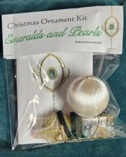 Satin Beaded Ornament Kit Emeralds and Pearls