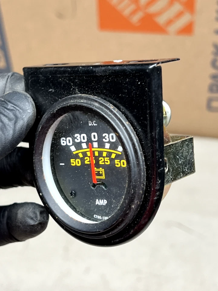 Amplificador amperímetro calibre vintage negro con placa de montaje Hot Rat Rod B38-7 Foto 3 de 4