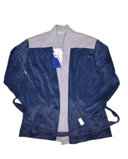 Vintage Charles Rabin Robe Womens M Blue Grey Belted Velvet Bath Arnel NEW