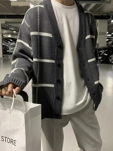 Retro Para Hombres Otoño Invierno Prendas de Punto Cárdigan Tejido Suéter Informal Ropa de Calle Prendas para el torso - Imagen 8 de 18