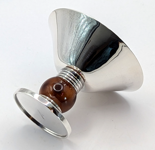 Emile Puiforcat France Silver Plated & Agate Art Deco Style Small Footed Bowl - Picture 2 of 10