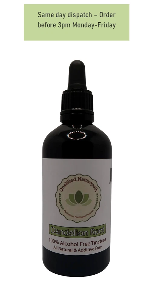 QUALIFIED NATUROPATH 110ml - Dandelion Root Herbal Tincture (Alcohol & Glycerin Free) - Glass Bottle
