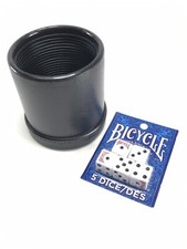 Dice Cup W/ 5 Count Bicycle Die Ribbed Inside Bar Shaker Box NEW Leather Look