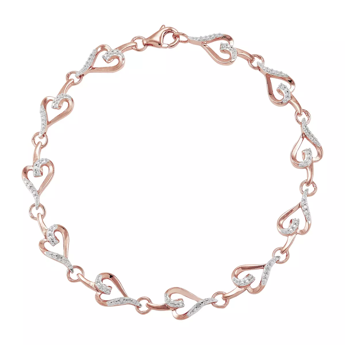 Rose gold diamond heart bracelet deals