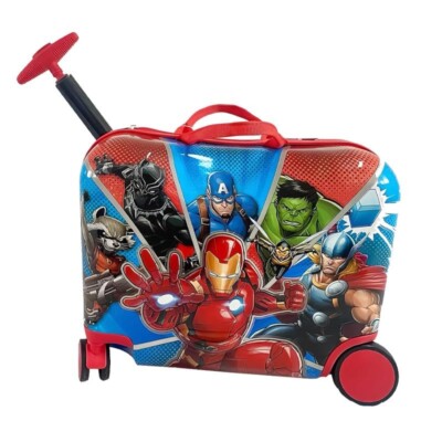 Ride On Luggage Kids 18'' Hardside Suitcase - Marvel Travel Trolley For Boys New
