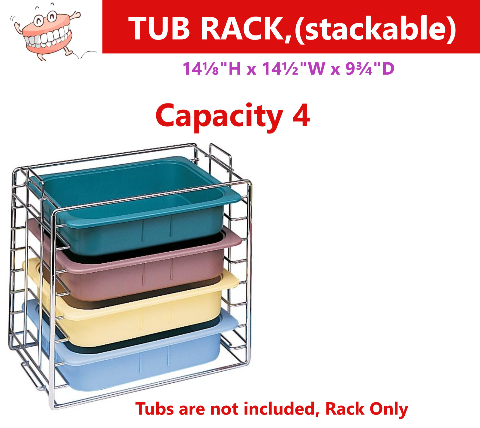 Dental Operation  Procedure Storage Tub Rack, Tub Holder. Stackable Tub Rack 
