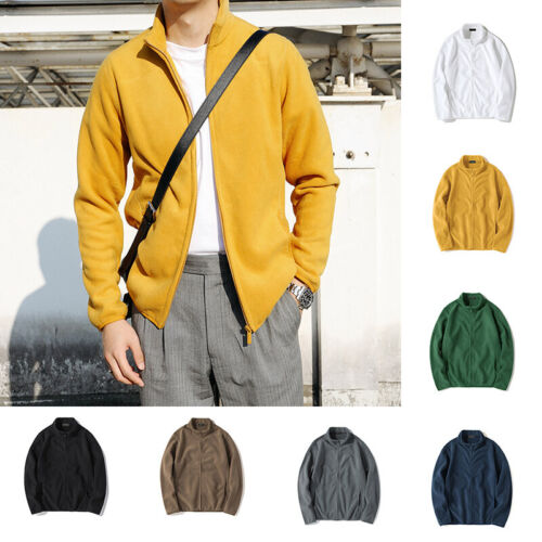 Mens Fleece Zip Up Jackets Casual Work Wear Microfleece Warm Coat Sweatshirt - Photo 1 sur 19