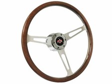 1967-68 Pontiac Firebird 6-bolt Deluxe Walnut Wood Steering Wheel Kit Red Bird