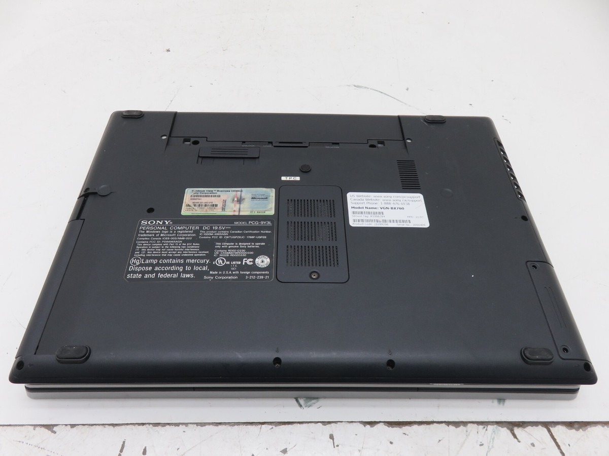 Sony Vaio VGN-BX760 PCG-9Y3L Laptop Intel Core 2 Duo 2GB Ram Sony Vaio VGN-BX760 PCG-9Y3L Laptop Intel Core 2 Duo 2GB Ram
