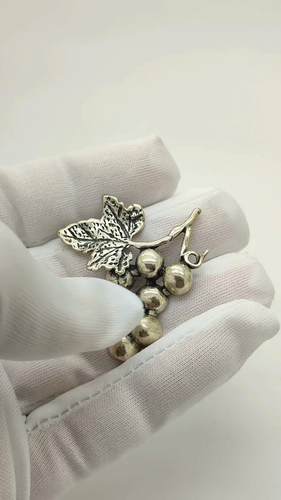 Vintage Italien Fait à la Main Véritable Argent Raisins Plat Miniature Figurine - Vidéo 1 sur 1