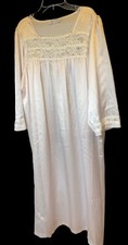 Vintage OSCAR DE LA RENTA Pink Satin  Lace Nightgown Full Length Ladies Size L