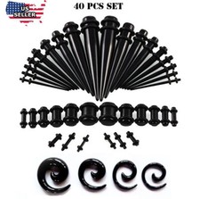 40Pcs Acrylic Ear Stretching Gauge Kit Taper Tunnel Plug 14G-00G Piercing Set