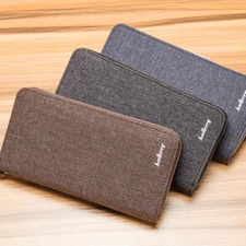 Business Men's Long Wallet Canvas Zipper Card Checkbook Phone Clutch Handbag US