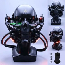 Skull Mask Cyberpunk Black Luminous Helmet Cosplay Halloween Dress Up Horror