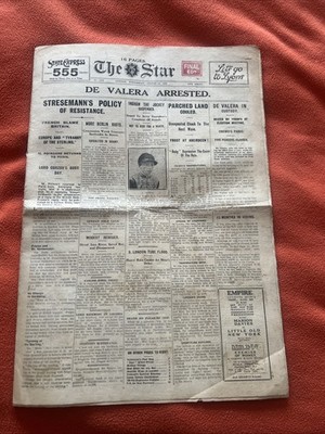 De Valera verhaftet irischer Rebellenführer Stern 15. August 1923 Original Zeitung 