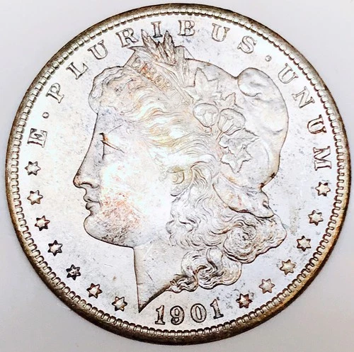 1901 O MORGAN DOLLAR! GEM BU+++! STUNNING RAINBOW TONER! GORGEOUS COIN! NR#G2103