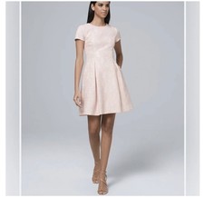 Vince Camuto Pink Floral Jacquard Fit and Flare Dress size 12