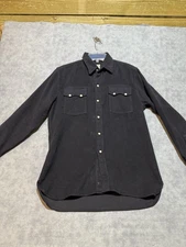 Vintage Wythe Western Shirt Mens M Black Moleskin Chamois Flannel Pearl Snap-418