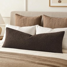 Textured Boucle Throw Pillow Cover Dark Brown