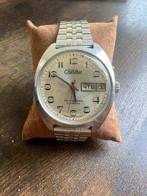 Vintage USSR Slava Automatic 27 Jewels Day Date Soviet Watch Working