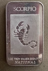 Scorpio Zodiac Vintage .999 1oz Silver Bar By National Mint Silver