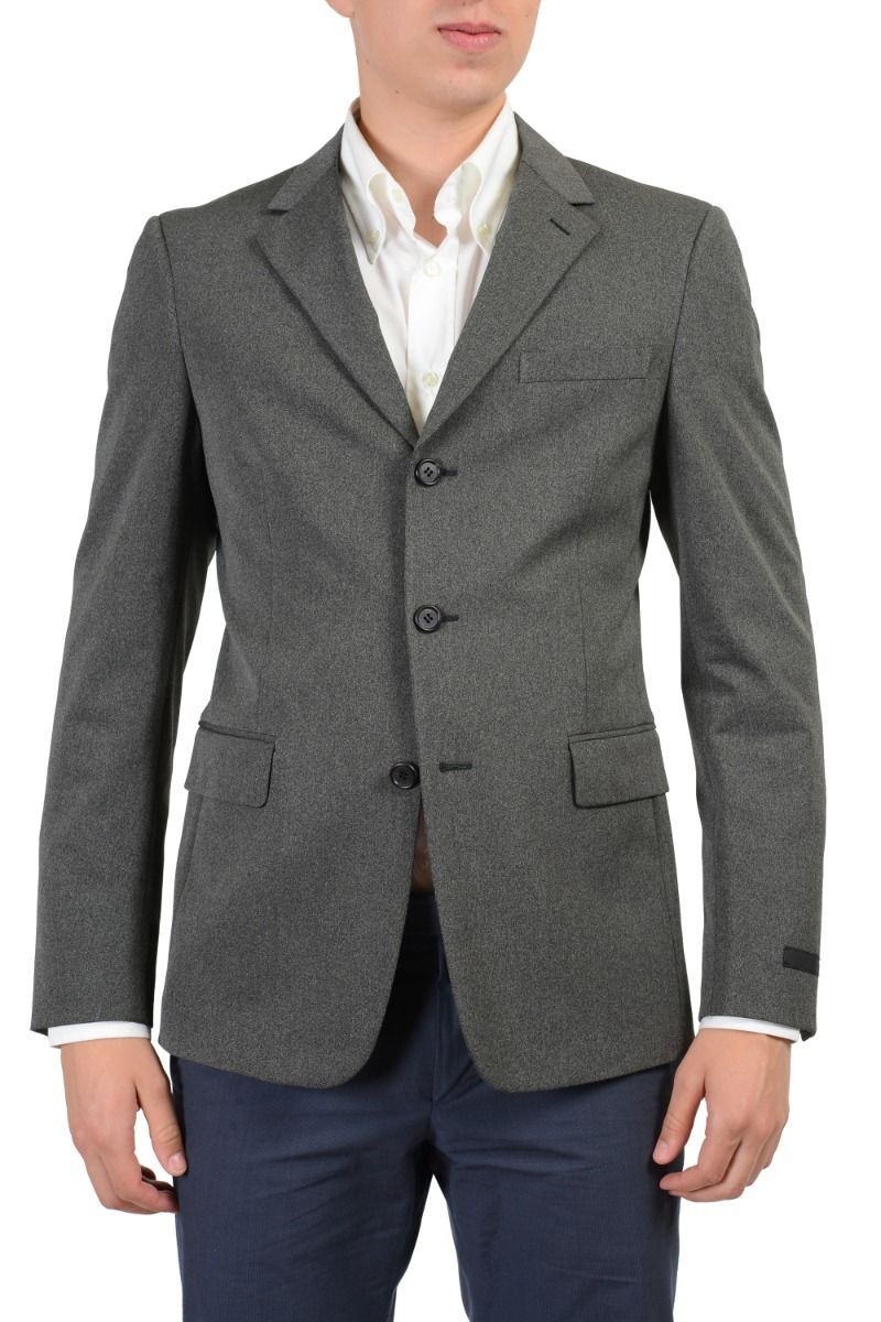 Мужской блейзер Prada из шерсти серого цвета на трех пуговицах Размер 36Р 38Р 42Р 115090₽